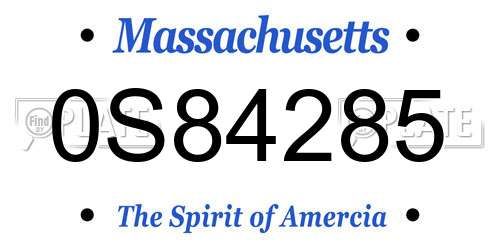 0S84285 Massachusetts License Plate