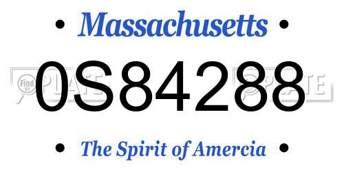 0S84288 Massachusetts License Plate