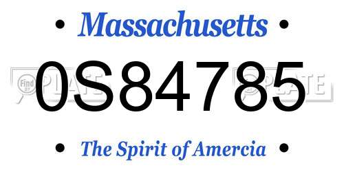 0S84785 Massachusetts License Plate