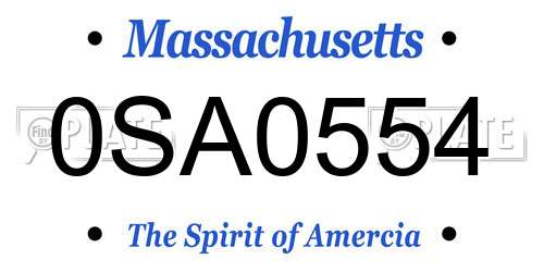 0SA0554 Massachusetts License Plate