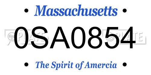 0SA0854 Massachusetts License Plate