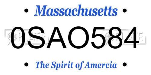 0SAO584 Massachusetts License Plate