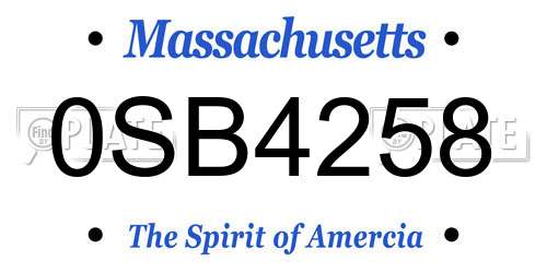 0SB4258 Massachusetts License Plate