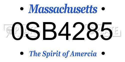 0SB4285 Massachusetts License Plate