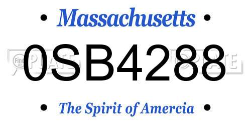 0SB4288 Massachusetts License Plate