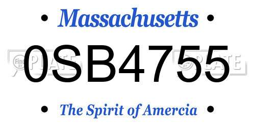 0SB4755 Massachusetts License Plate