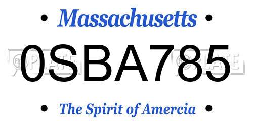 0SBA785 Massachusetts License Plate
