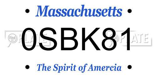 0SBK81 Massachusetts License Plate