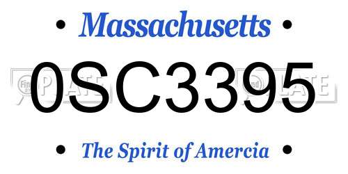 0SC3395 Massachusetts License Plate