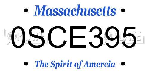 0SCE395 Massachusetts License Plate