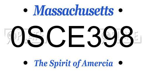 0SCE398 Massachusetts License Plate