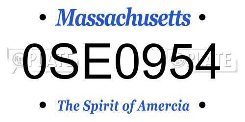 0SE0954 Massachusetts License Plate