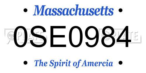 0SE0984 Massachusetts License Plate