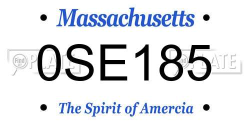 0SE185 Massachusetts License Plate