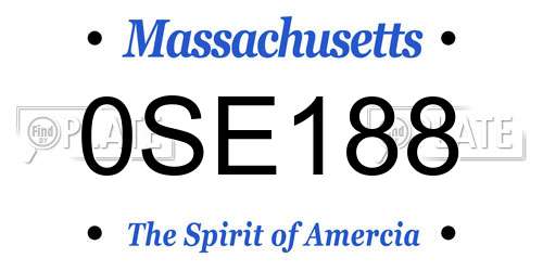 0SE188 Massachusetts License Plate