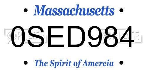 0SED984 Massachusetts License Plate