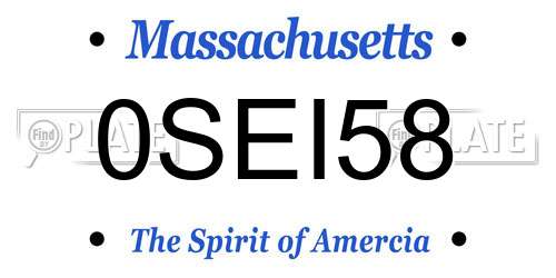 0SEI58 Massachusetts License Plate