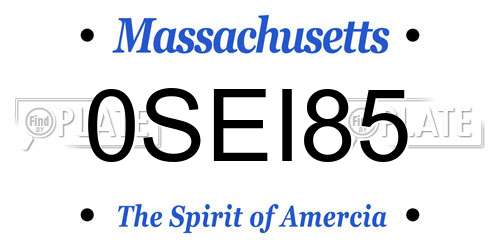 0SEI85 Massachusetts License Plate