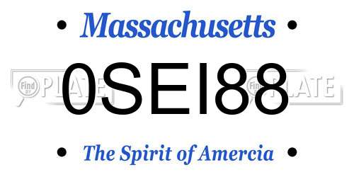 0SEI88 Massachusetts License Plate