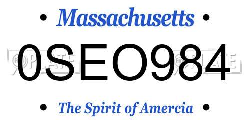 0SEO984 Massachusetts License Plate