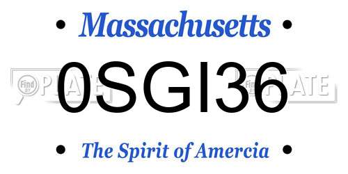 0SGI36 Massachusetts License Plate