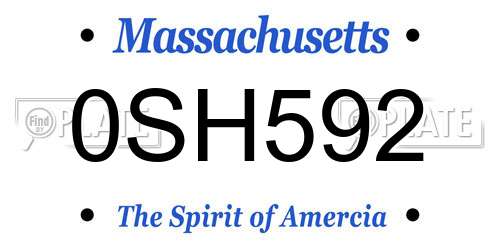 0SH592 Massachusetts License Plate