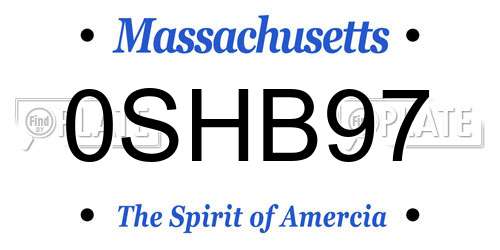 0SHB97 Massachusetts License Plate