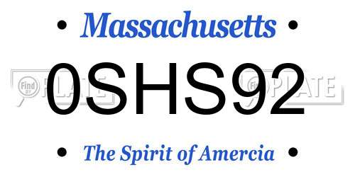 0SHS92 Massachusetts License Plate
