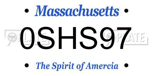0SHS97 Massachusetts License Plate