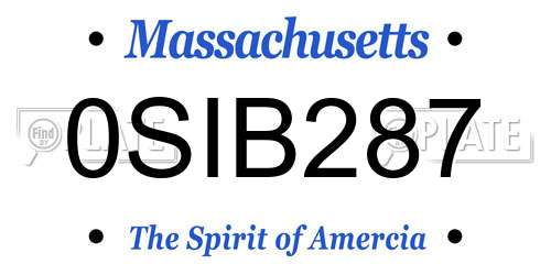 0SIB287 Massachusetts License Plate