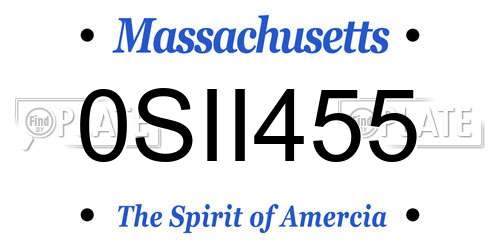 0SII455 Massachusetts License Plate