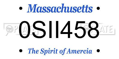 0SII458 Massachusetts License Plate