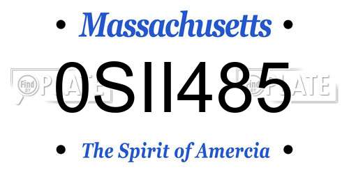 0SII485 Massachusetts License Plate