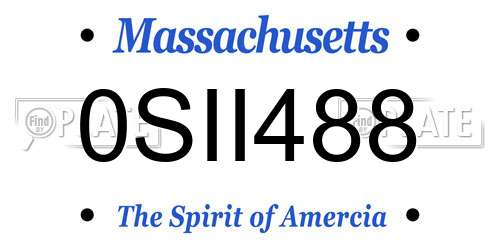 0SII488 Massachusetts License Plate