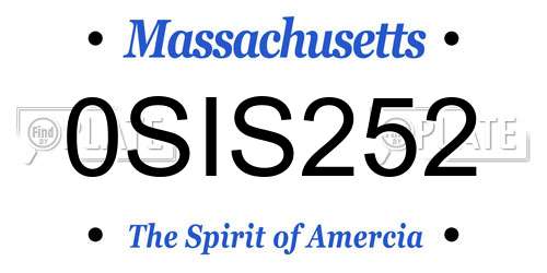 0SIS252 Massachusetts License Plate