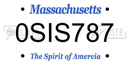 0SIS787 Massachusetts License Plate