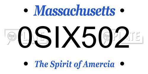 0SIX502 Massachusetts License Plate