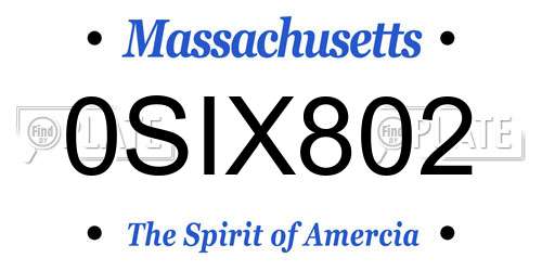 0SIX802 Massachusetts License Plate