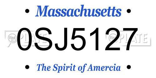 0SJ5127 Massachusetts License Plate