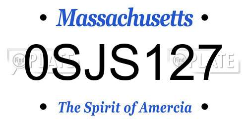 0SJS127 Massachusetts License Plate