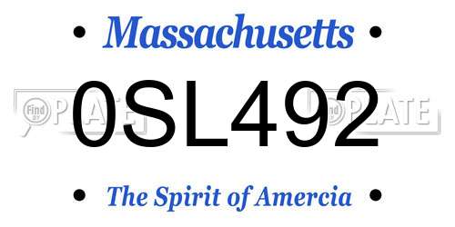 0SL492 Massachusetts License Plate