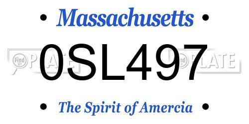 0SL497 Massachusetts License Plate