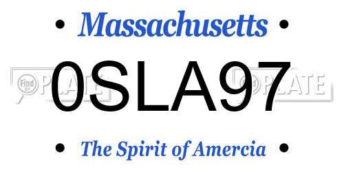 0SLA97 Massachusetts License Plate