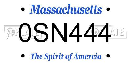 0SN444 Massachusetts License Plate