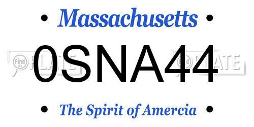 0SNA44 Massachusetts License Plate