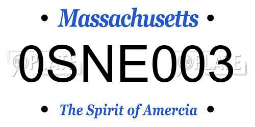 0SNE003 Massachusetts License Plate