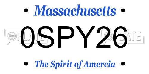 0SPY26 Massachusetts License Plate