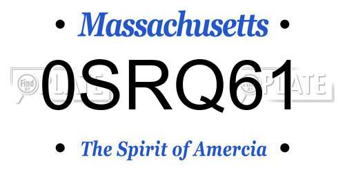 0SRQ61 Massachusetts License Plate