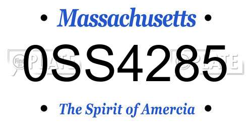 0SS4285 Massachusetts License Plate