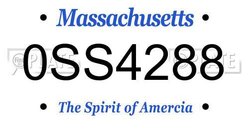 0SS4288 Massachusetts License Plate